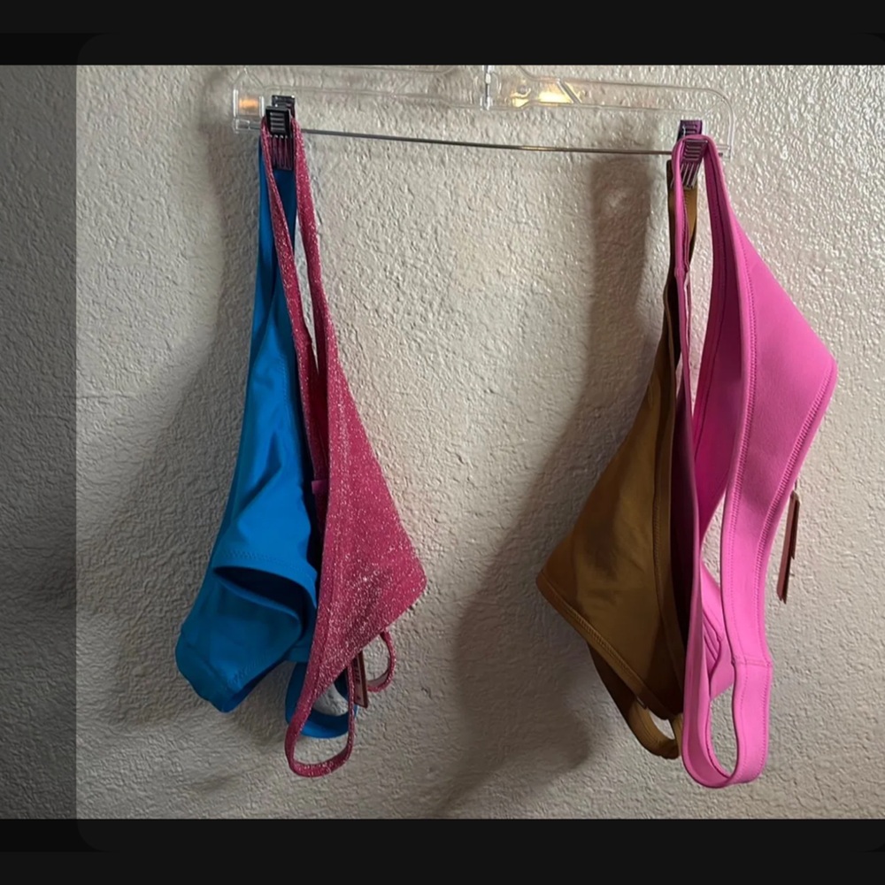 SKIMS Colorblock Bikini Set in Blue, Pink, Brown